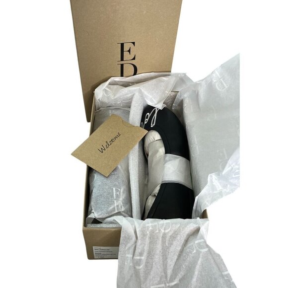 NIB Ed By Ellen Degeneres Black Faux Leather Ballet Flats Embroidered Love 4.5M - Picture 9 of 9